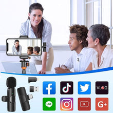 Cargar imagen en el visor de la galería, Micrófono Inalámbrico K9 para Móvil – Audio Profesional Plug &amp; Play para iPhone y Android

