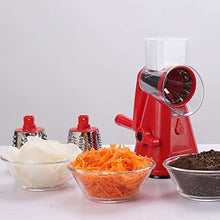 Cargar imagen en el visor de la galería, Rallador Rotativo de Queso con 3 Cuchillas – Cortador Multifunción de Verduras y Frutos Secos

