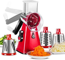 Cargar imagen en el visor de la galería, Rallador Rotativo de Queso con 3 Cuchillas – Cortador Multifunción de Verduras y Frutos Secos
