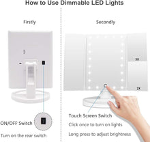 Cargar imagen en el visor de la galería, Espejo de Maquillaje LED con Pantalla Táctil – 3 Aumentos y Rotación Ajustable
