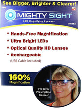 Cargar imagen en el visor de la galería, Gafas con Aumento LED Mighty Sight – Lentes con Luz y Aumento 160% para Visión Precisa
