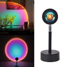 Cargar imagen en el visor de la galería, Lámpara Proyector LED Puesta de Sol y Arcoíris – Luz Ambiental Giratoria 180° para Dormitorio, Decoración y Fotografía
