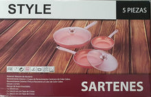 Cargar imagen en el visor de la galería, Juego de Sartenes 5 Piezas – 20/24/28 cm con Revestimiento Cerámico de Cobre

