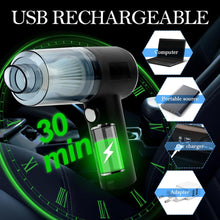 Cargar imagen en el visor de la galería, Aspiradora de Mano Inalámbrica 120W – Mini Aspirador USB para Coche, Hogar y Oficina
