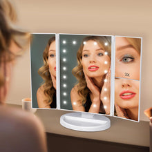 Cargar imagen en el visor de la galería, Espejo de Maquillaje LED con Pantalla Táctil – 3 Aumentos y Rotación Ajustable
