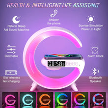 Cargar imagen en el visor de la galería, Lámpara de Escritorio LED con Carga Inalámbrica, Altavoz Bluetooth y Despertador
