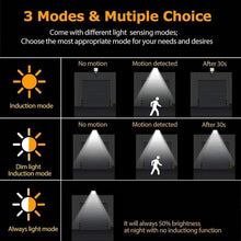 Cargar imagen en el visor de la galería, Lámpara Solar Exterior con Sensor de Movimiento – Luz LED Impermeable para Jardín y Patio
