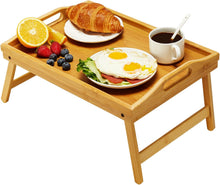 Cargar imagen en el visor de la galería, Bandeja de Cama Plegable de Bambú – Mesa Portátil para Desayuno, Portátil y Sofá
