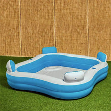 Cargar imagen en el visor de la galería, Piscina Familiar Inflable con Asientos y Posavasos – 183x183x51 cm, 390 L, Para 4 Personas
