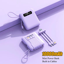 Cargar imagen en el visor de la galería, Power Bank 10000mAh con Cables Integrados – Batería Externa Portátil con Carga Rápida 2.1A
