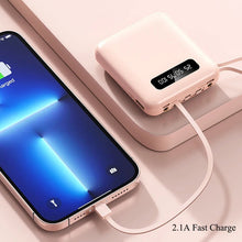 Cargar imagen en el visor de la galería, Power Bank 10000mAh con Cables Integrados – Batería Externa Portátil con Carga Rápida 2.1A
