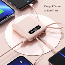 Cargar imagen en el visor de la galería, Power Bank 10000mAh con Cables Integrados – Batería Externa Portátil con Carga Rápida 2.1A
